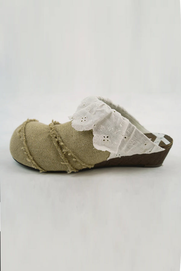 VeniceW Wedding Cocktail Mules VCW-S-13-TRYM Natural Linen